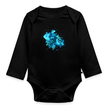 Motocross Splatter Dirt Bike Riders Racing - Baby Bio-Langarm-Body - Schwarz - Vorne