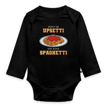 Spaghetti Drôle - Body Bébé bio manches longues - noir - Devant