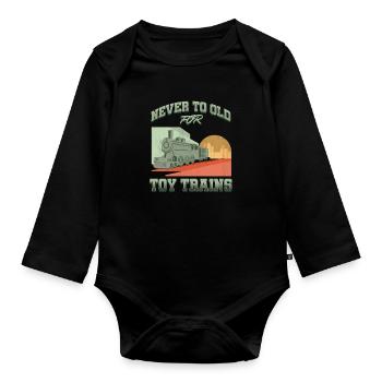Railroad Railway Public Transportation Locomotive - Organic Longsleeve Baby Bodysuit - black - Front