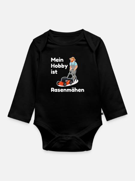 Mein Hobby Rasenmähen - Baby Bio-Langarm-Body - Schwarz