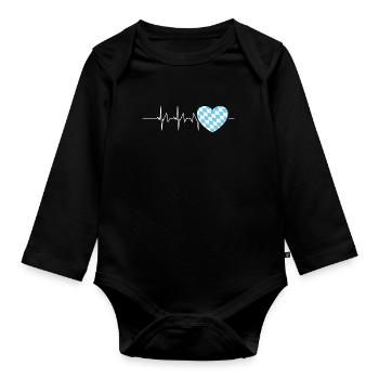 Bayerischer Herzschlag Bayern Süddeutschland - Baby Bio-Langarm-Body - Schwarz - Vorne