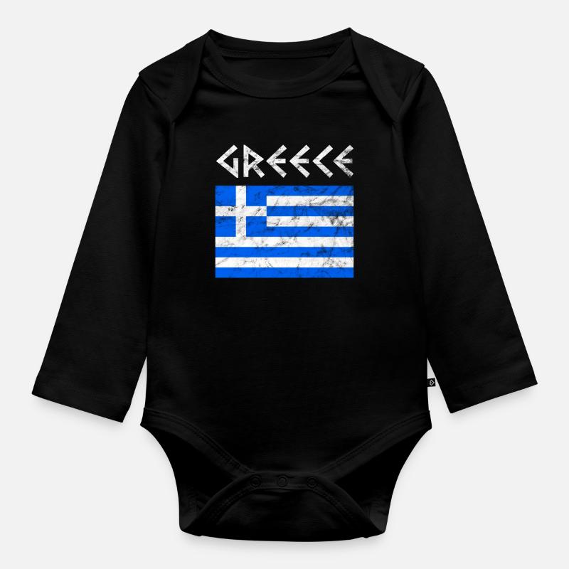 Grèce drapeau grec - Body Bébé bio manches longues - noir