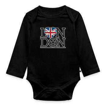 Une ville de Londres - Body Bébé bio manches longues - noir - Devant