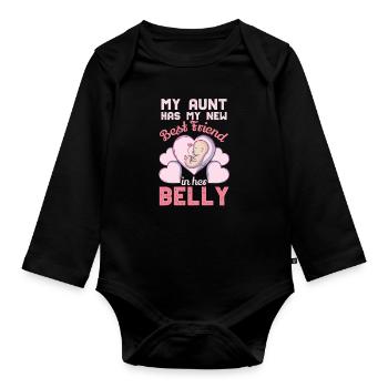 Niece Nephew Cousin Relatives Cute My Aunt Has My - Organic Longsleeve Baby Bodysuit - black - Front