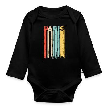 Paris - Baby Bio-Langarm-Body - Schwarz - Vorne