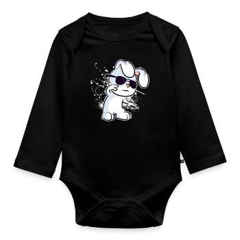 Cool Rabbit - Organic Longsleeve Baby Bodysuit - black - Front