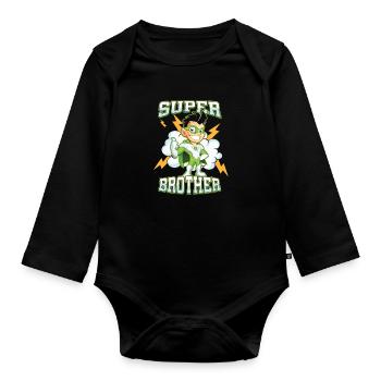 Coole Super Bruder Big Bro Familie Geschwister zuerst - Baby Bio-Langarm-Body - Schwarz - Vorne