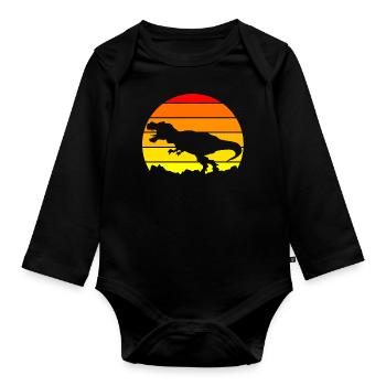 Dinosaur Silhouette - Organic Longsleeve Baby Bodysuit - black - Front