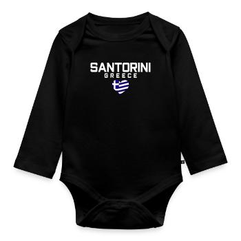 SANTORINI Greece Grèce - Body Bébé bio manches longues - noir - Devant