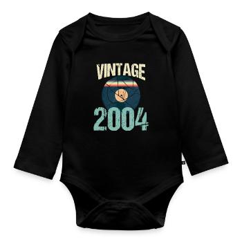 Vinyle Retro Vintage 2004 16 ème Anniversaire - Body Bébé bio manches longues - noir - Devant