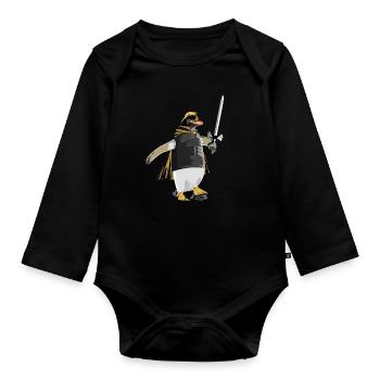 Pinguin Ritter Rüstung - Baby Bio-Langarm-Body - Schwarz - Vorne