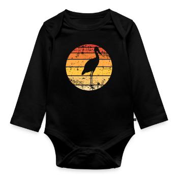 Storch Silhouette - Baby Bio-Langarm-Body - Schwarz - Vorne