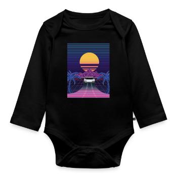 Vaporwave Vintage Sports Car - Organic Longsleeve Baby Bodysuit - black - Front