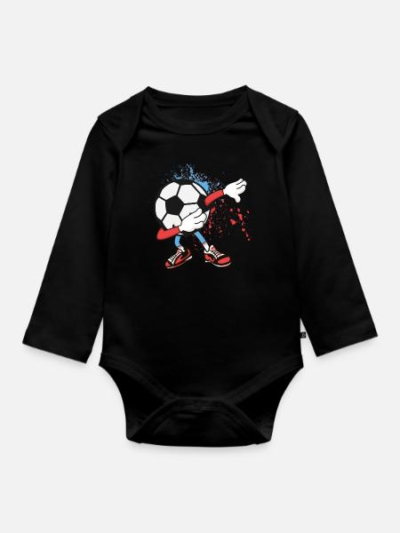 Dabbing Fußball - Baby Bio-Langarm-Body - Schwarz