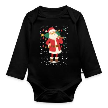 Père Noël, Père Noël, Noël - Body Bébé bio manches longues - noir - Devant