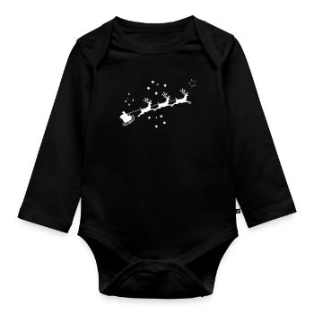 Renne père noël - Body Bébé bio manches longues - noir - Devant