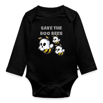 Save The Boo Bees - Organic Longsleeve Baby Bodysuit - black - Front