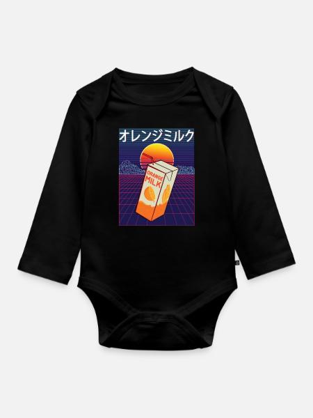 Vaporwave Orange Milk - Baby Bio-Langarm-Body - Schwarz