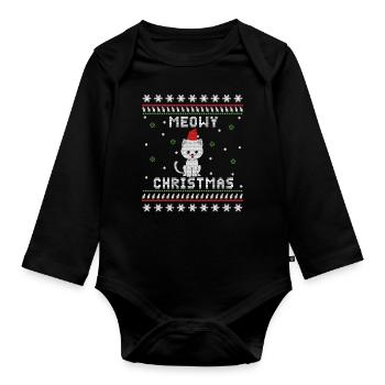 Ugly Christmas cats - Organic Longsleeve Baby Bodysuit - black - Front