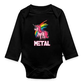 Metal Einhorn - Baby Bio-Langarm-Body - Schwarz - Vorne