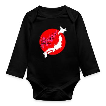 Japon - Body Bébé bio manches longues - noir - Devant