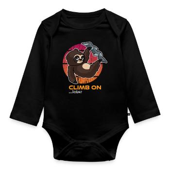 Climbing sloth Funny - Organic Longsleeve Baby Bodysuit - black - Front