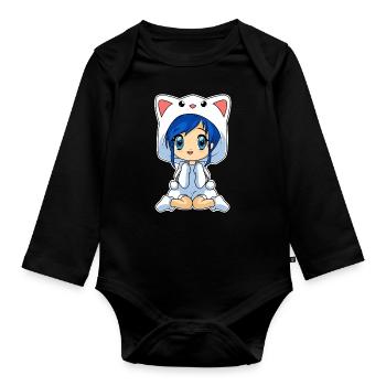 Anime Chibi Girl - Organic Longsleeve Baby Bodysuit - black - Front