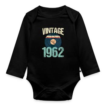 Retro Jahrgang 1962 58. Geburtstag Rekord Vinyl - Baby Bio-Langarm-Body - Schwarz - Vorne