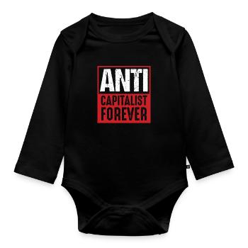 Anti politische Ideologie Profit wirtschaftlicher Handel - Baby Bio-Langarm-Body - Schwarz - Vorne