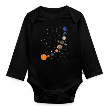 Milchstraße Planeten - Baby Bio-Langarm-Body - Schwarz - Vorne