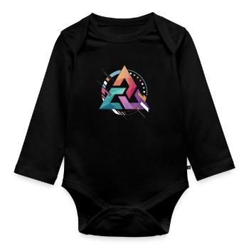 Triangle Abstract Avec Trois Bordures Cadeau - Body Bébé bio manches longues - noir - Devant