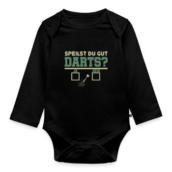 Spielst du Darts? Lustiges Darts Design.(deutsch) - Baby Bio-Langarm-Body - Schwarz - Vorne