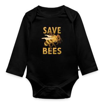 Apiculteur Honey Bee Flower Ruche Save The Bees - Body Bébé bio manches longues - noir - Devant