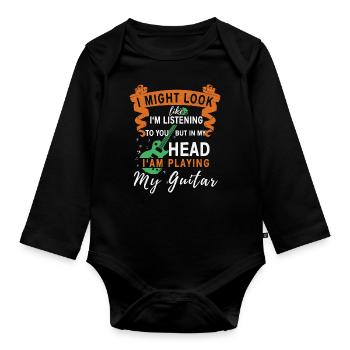Musician guitars player - Organic Longsleeve Baby Bodysuit - black - Front