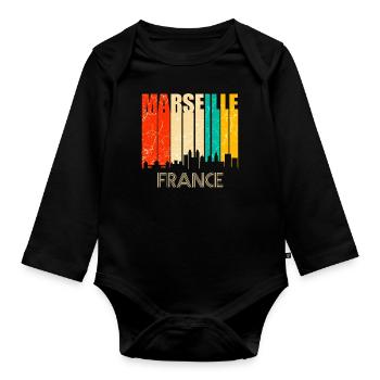 Toits de Marseille France - Body Bébé bio manches longues - noir - Devant