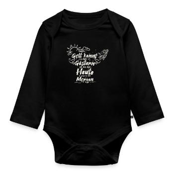 Christlich - Gott - Bibel - Spruch - Geschenkidee - Baby Bio-Langarm-Body - Schwarz - Vorne