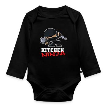 Ninja de cuisine - Body Bébé bio manches longues - noir - Devant