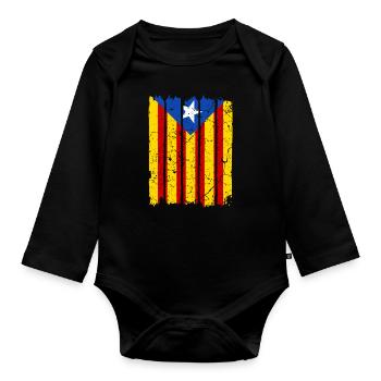 Catalonia flag - Organic Longsleeve Baby Bodysuit - black - Front