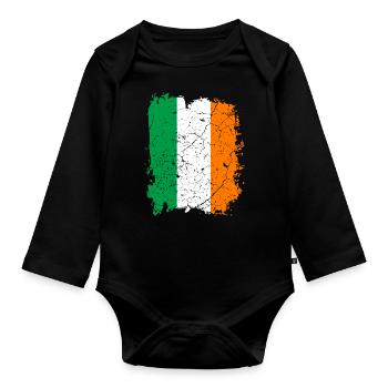 Drapeau irlandais - Body Bébé bio manches longues - noir - Devant
