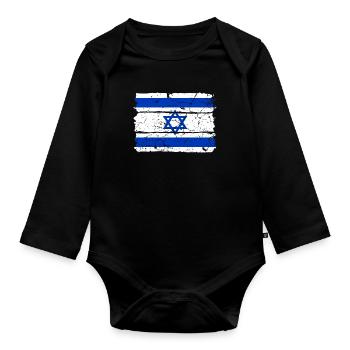 Drapeau d'Israël - Body Bébé bio manches longues - noir - Devant