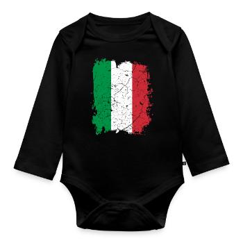 Italy flag - Organic Longsleeve Baby Bodysuit - black - Front