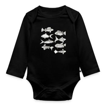 Fish Collection Vintage Fishes Gift Fishing Fish - Body Bébé bio manches longues - noir - Devant