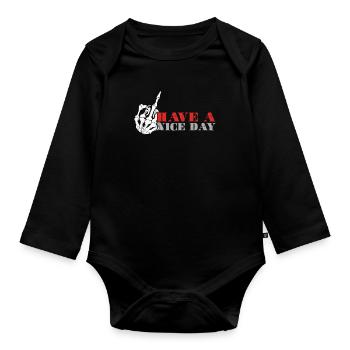 Avoir un cadeau de signe de doigt du milieu squelette de Nice Day - Body Bébé bio manches longues - noir - Devant