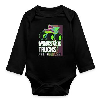 Monster Trucks Are My Jam - Organic Longsleeve Baby Bodysuit - black - Front