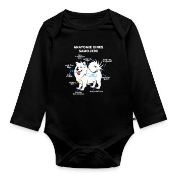 Anatomie Eines Samojede - Baby Bio-Langarm-Body - Schwarz - Vorne