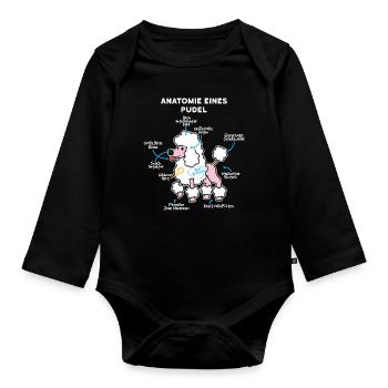Anatomie Eines Pudel - Baby Bio-Langarm-Body - Schwarz - Vorne