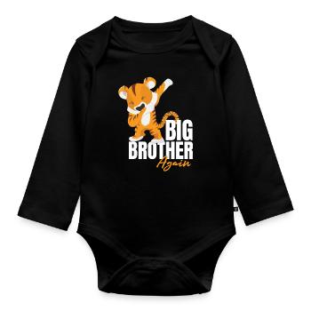 Nochmal Großer Bruder - Baby Bio-Langarm-Body - Schwarz - Vorne