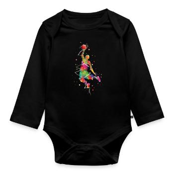 Basketball Dunk - Organic Longsleeve Baby Bodysuit - black - Front