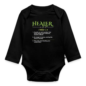 Healer Definition Gamer - Organic Longsleeve Baby Bodysuit - black - Front