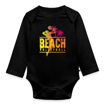 Beach Volleyball - Baby Bio-Langarm-Body - Schwarz - Vorne